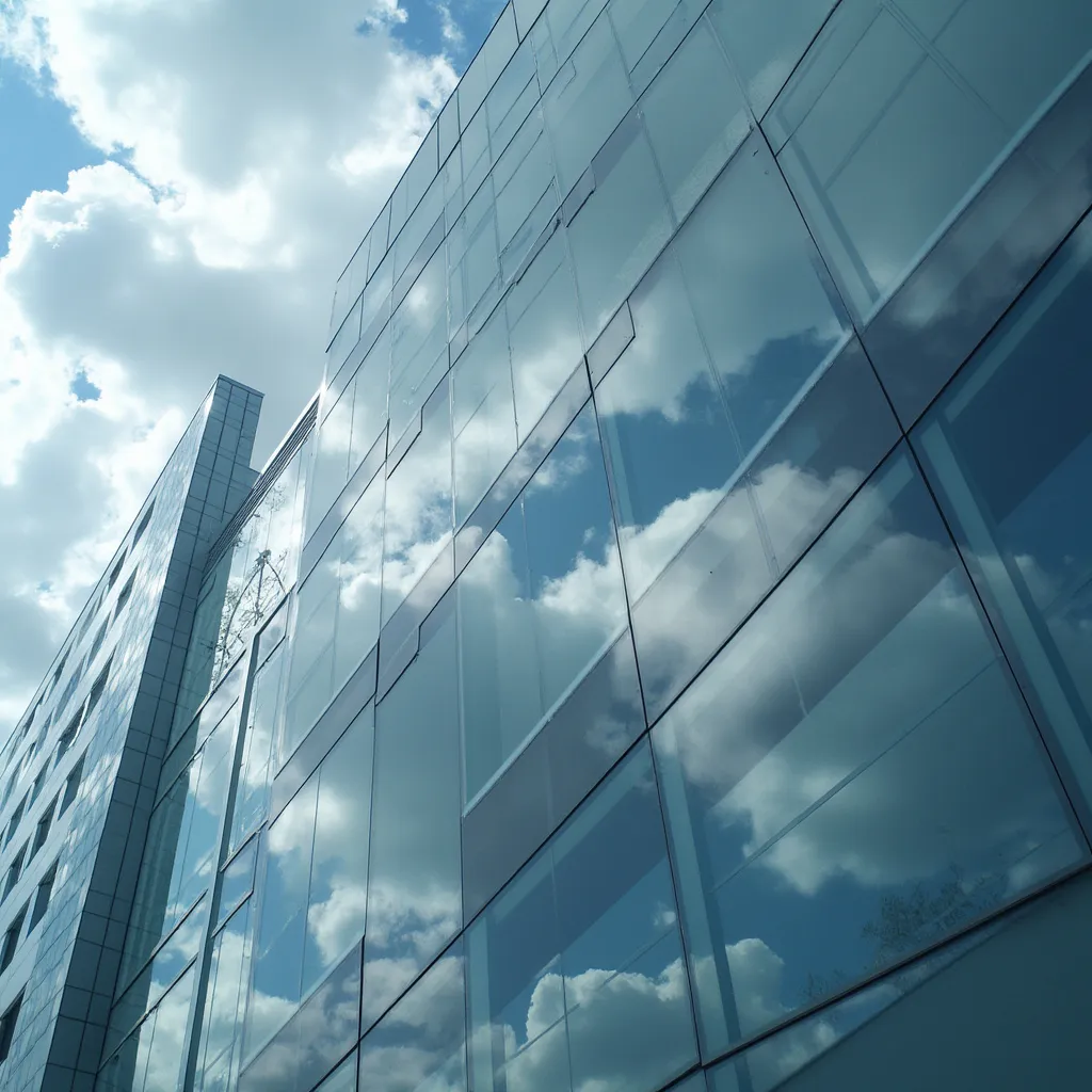 Edificio moderno de oficinas simbolizando la trayectoria de la empresa